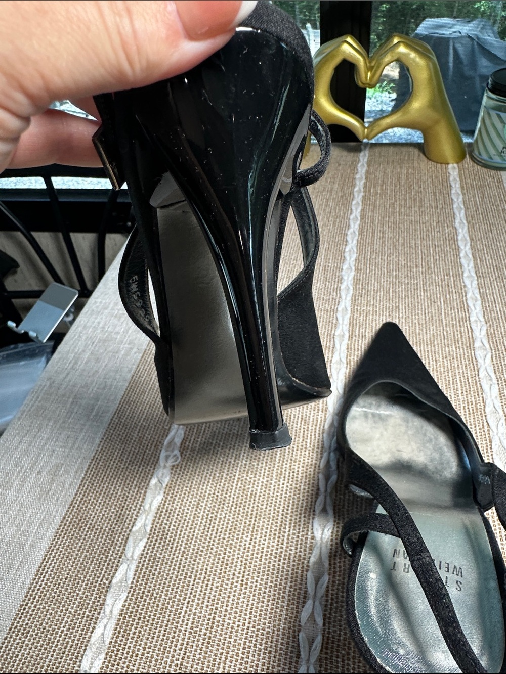 Stuart Weitzman Black Slingback Pointed Toe Heels - Picture 6 of 10